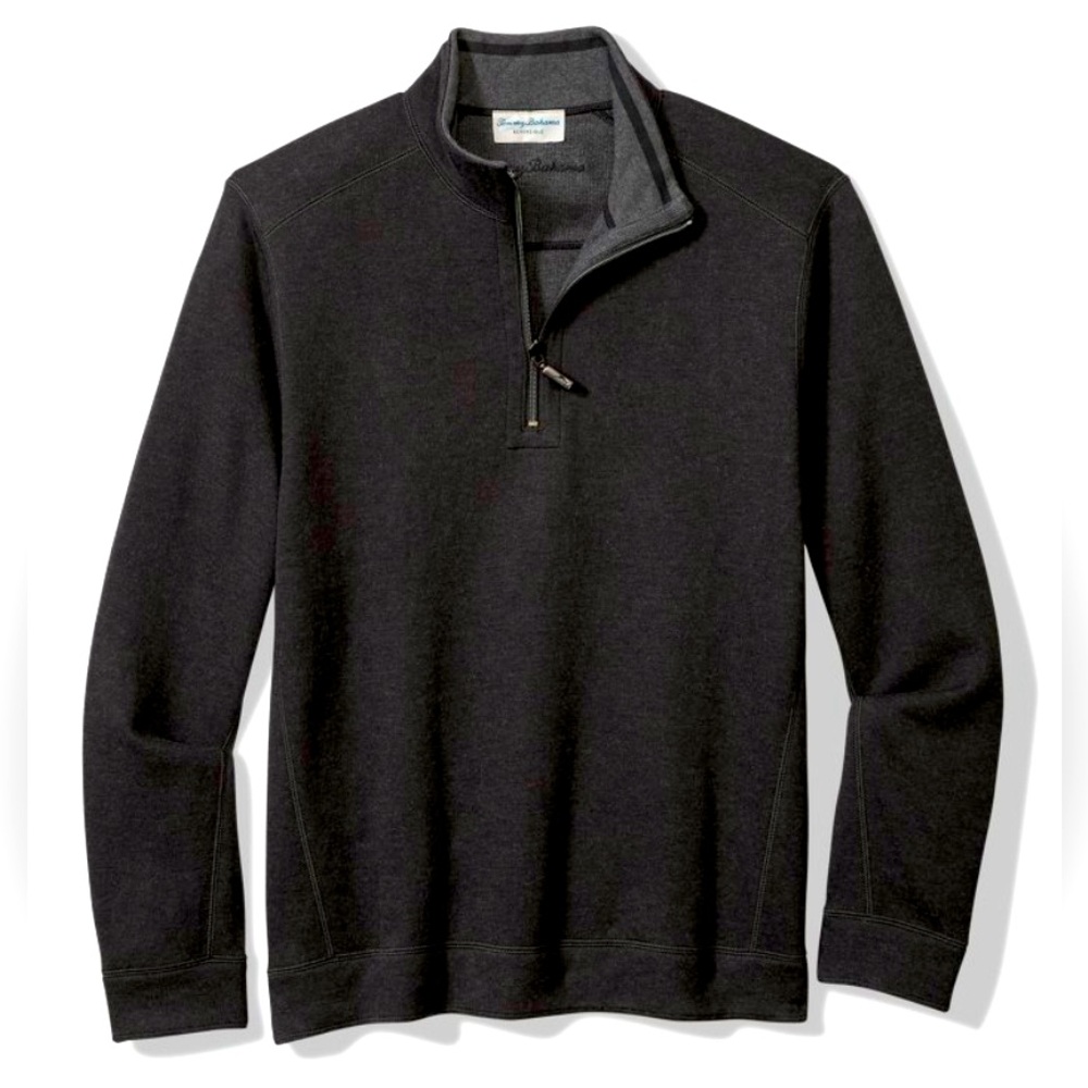 Men’s Tommy Bahama reversible gray half zip sweater